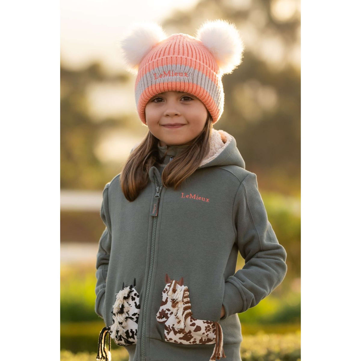 LeMieux Beanie Mini Double Pom Kinder Peach Punch