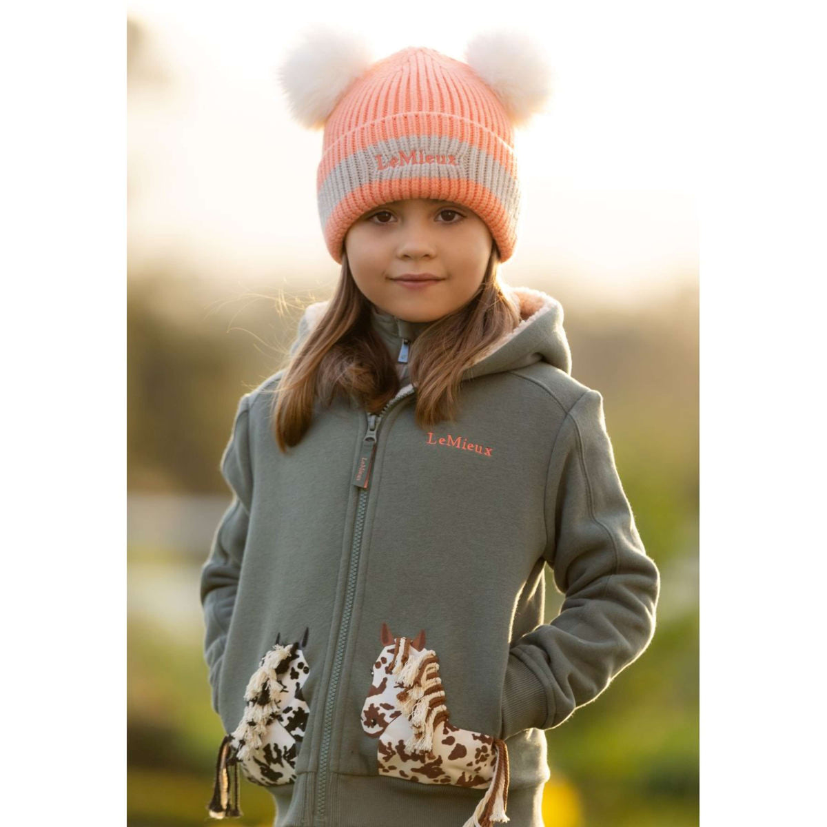 LeMieux Beanie Mini Double Pom Kinder Peach Punch