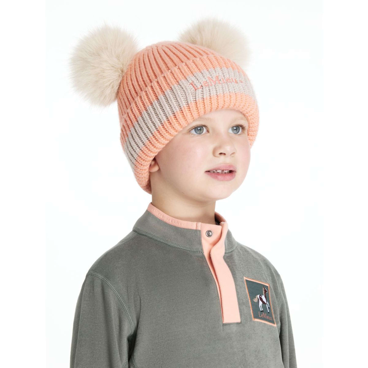 LeMieux Beanie Mini Double Pom Kinder Peach Punch