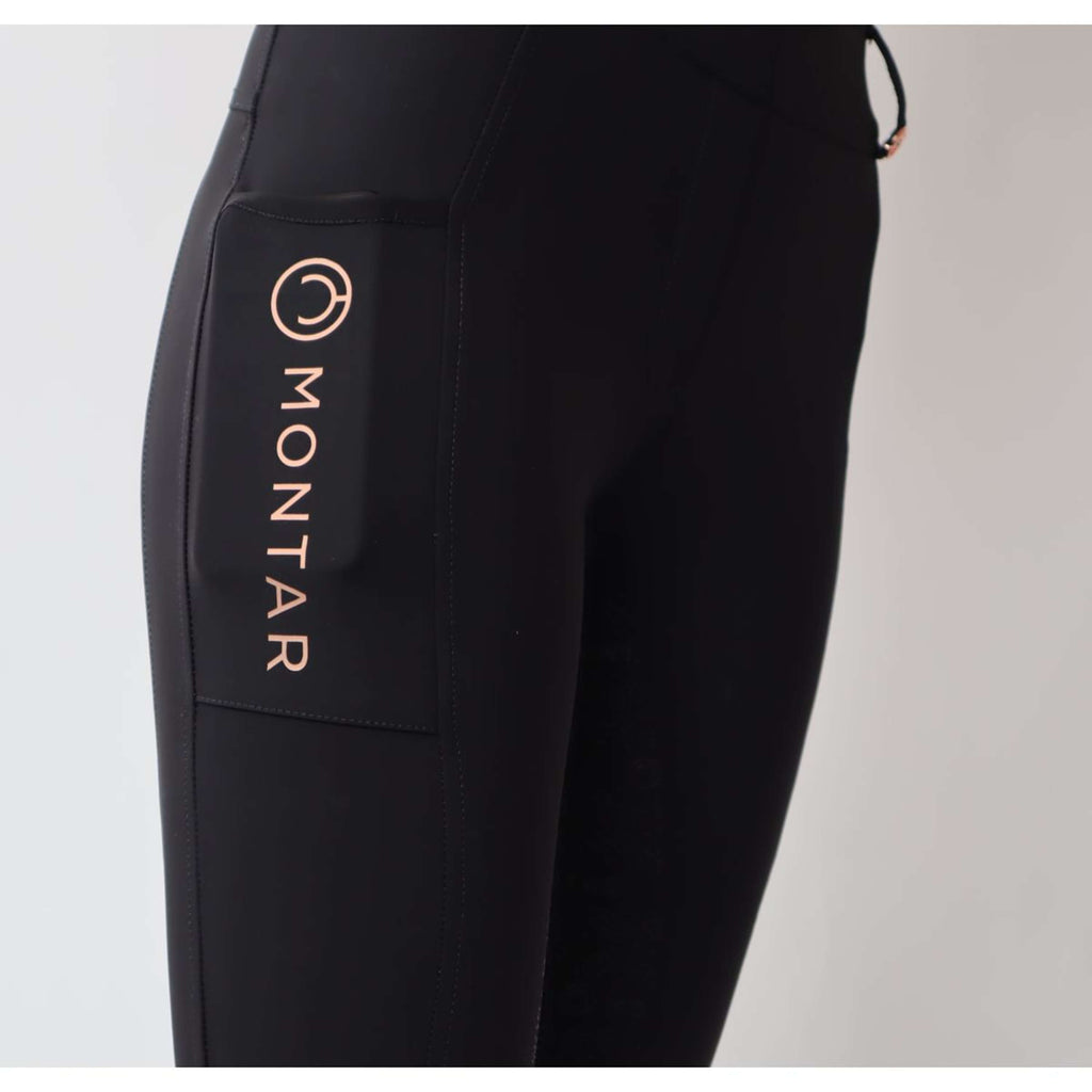 Montar Reitleggings Michelle Rosegold Logo Schwarz
