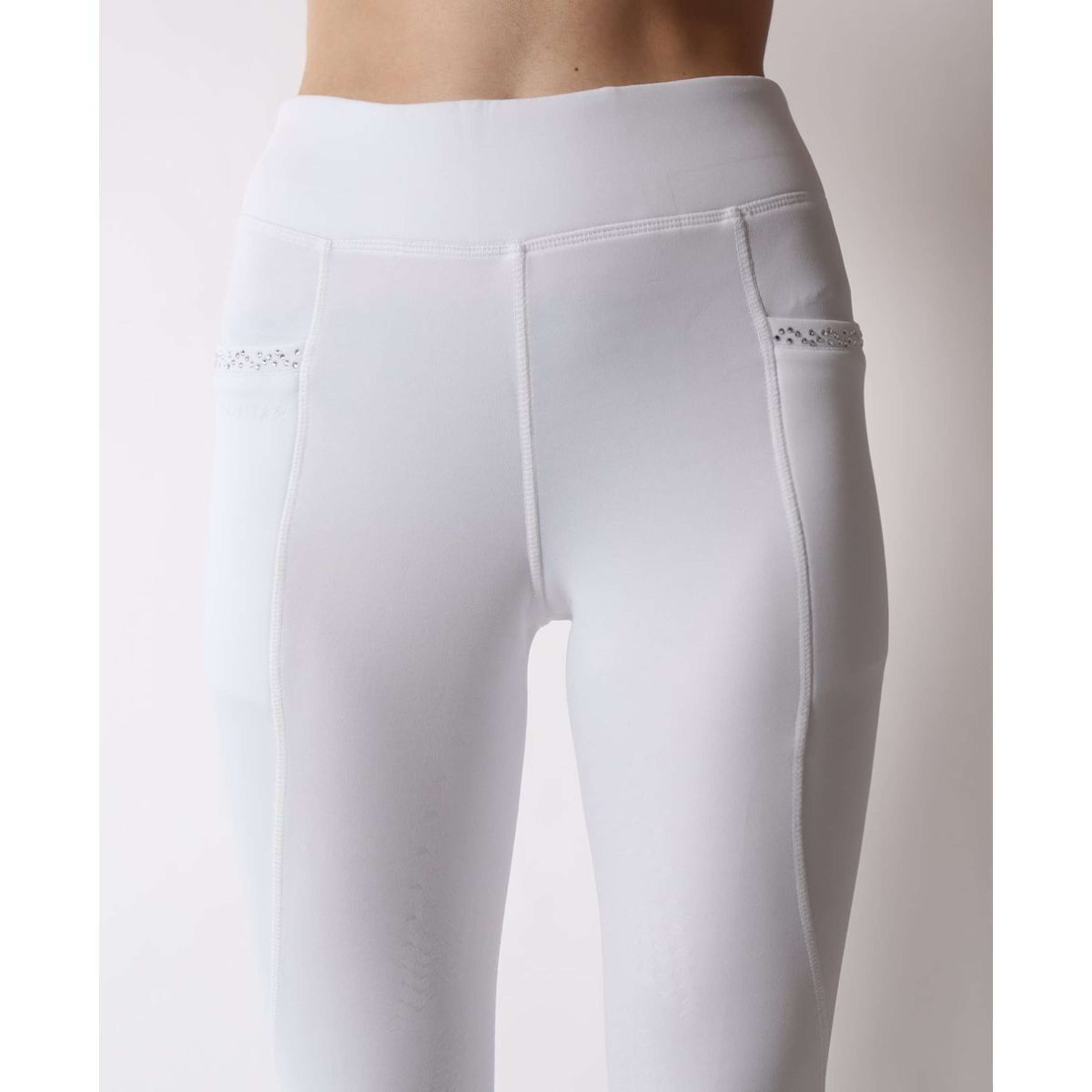 Montar Reitleggings Crystal Pull On Full Grip Weiß