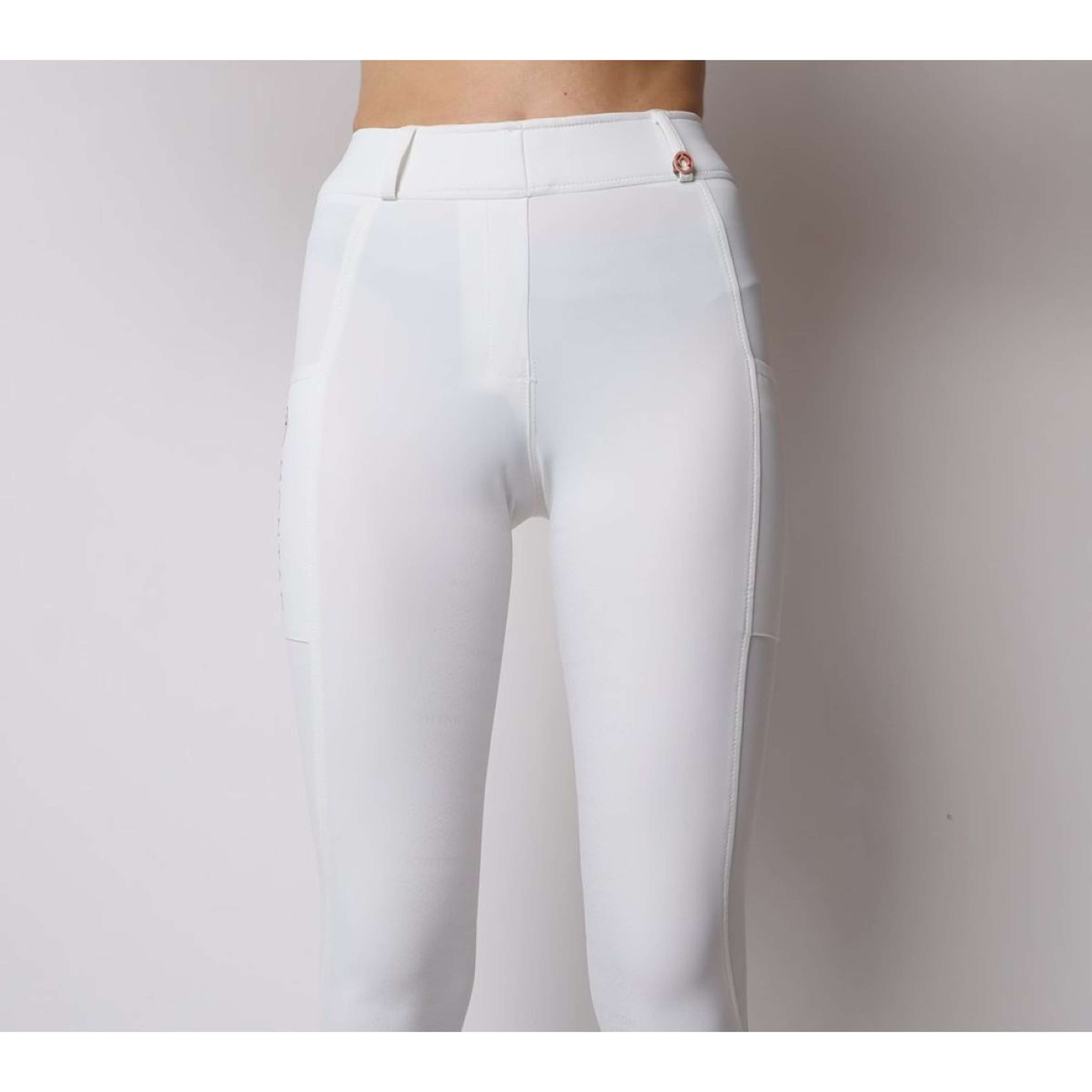 Montar Reitleggings Rosegold Logo Junior Weiß