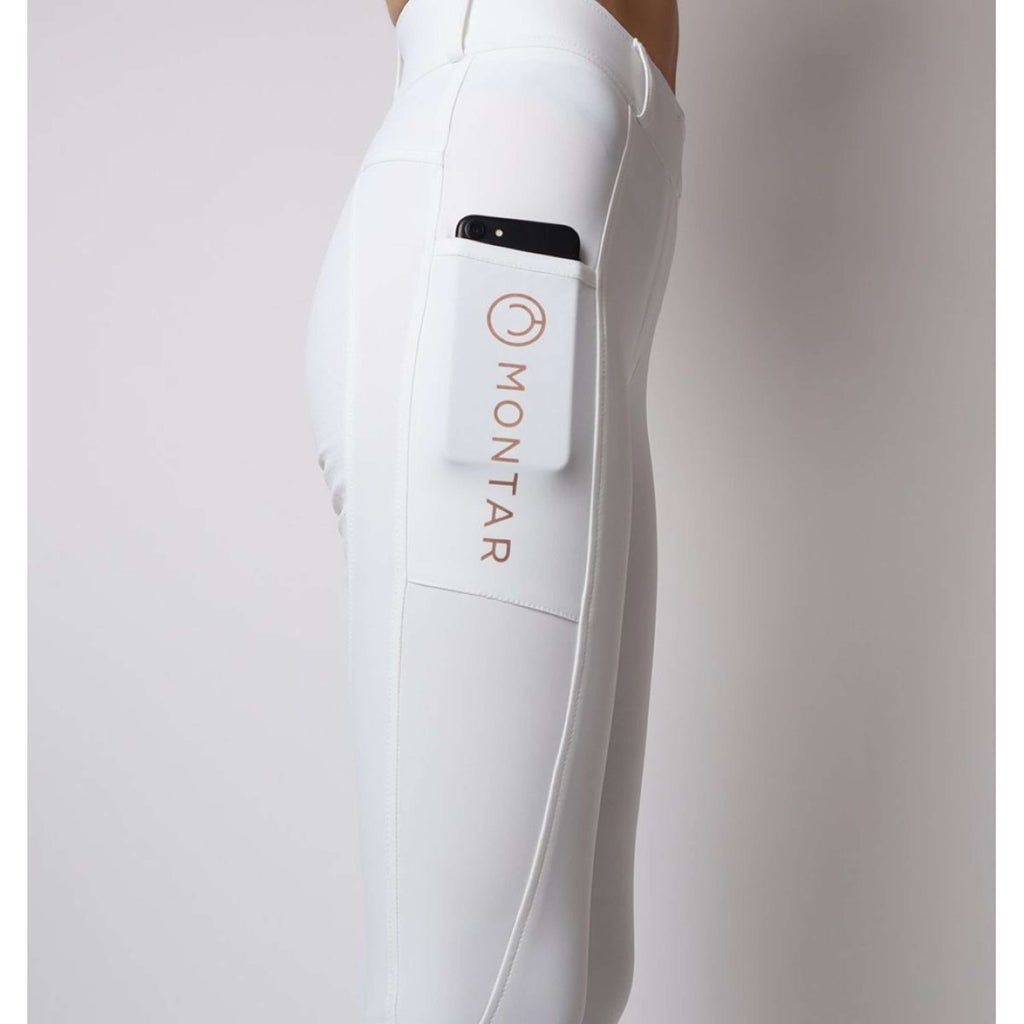 Montar Reitleggings Rosegold Logo Junior Weiß