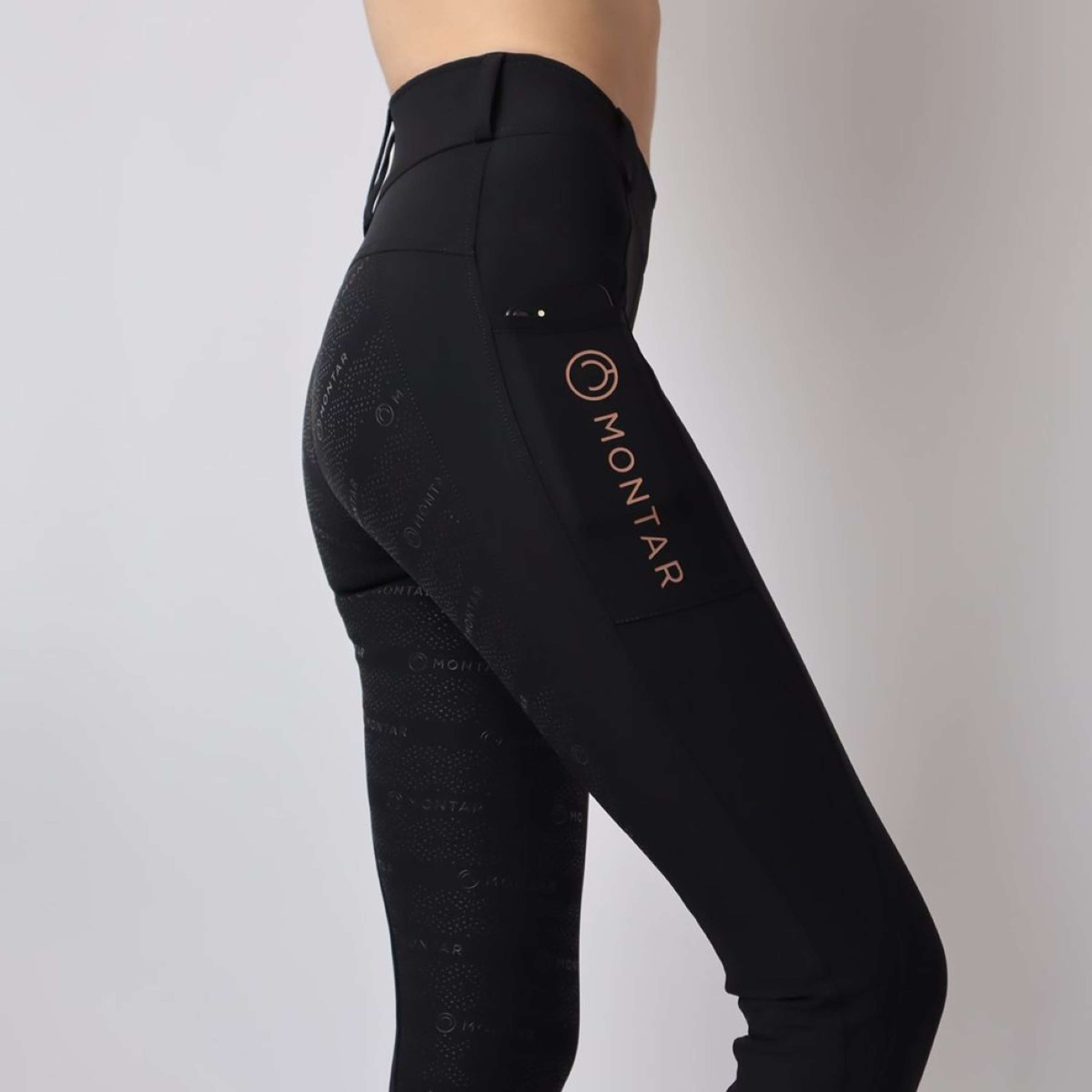 Montar Reitleggings Rosegold Logo Junior Schwarz