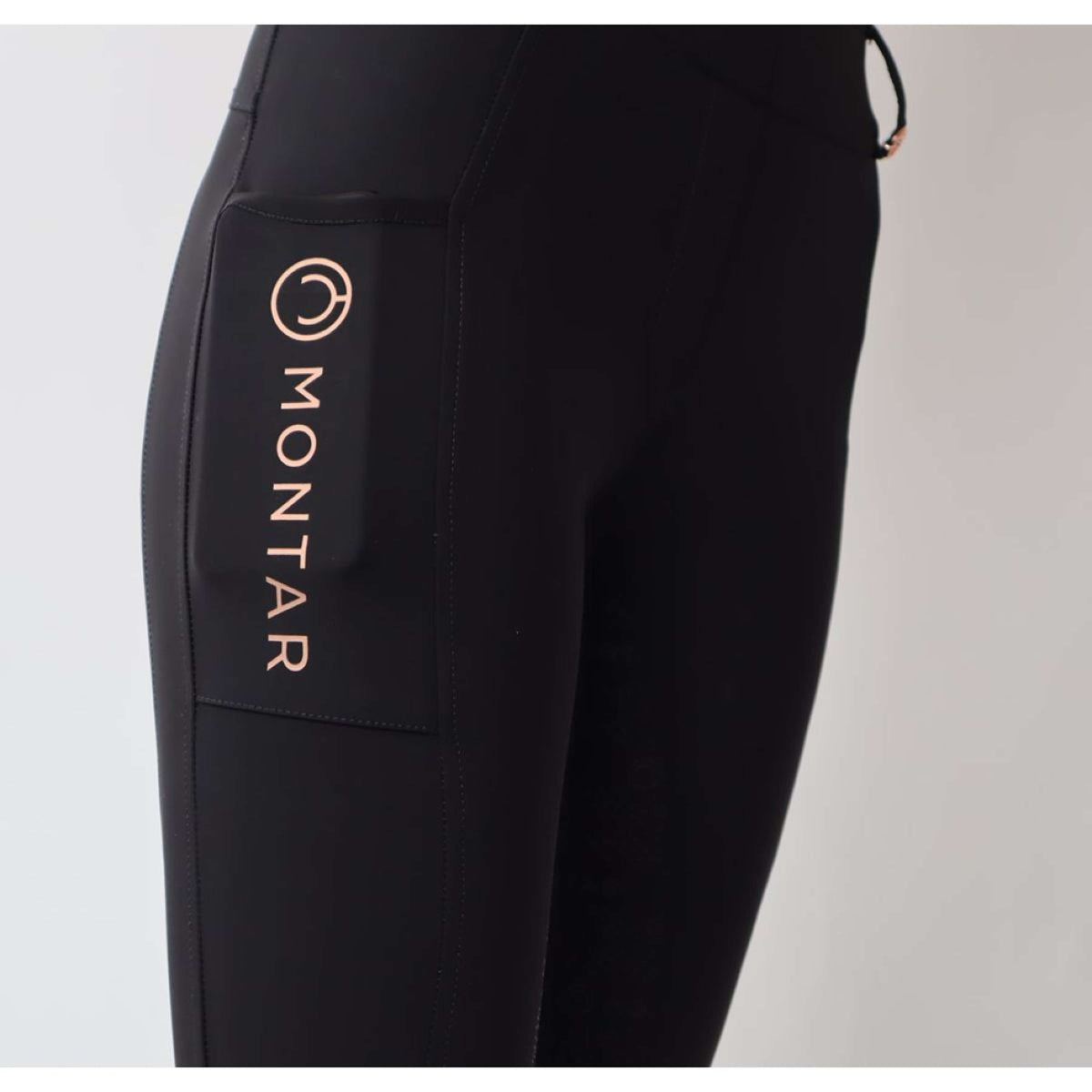 Montar Reitleggings Rosegold Logo Junior Schwarz