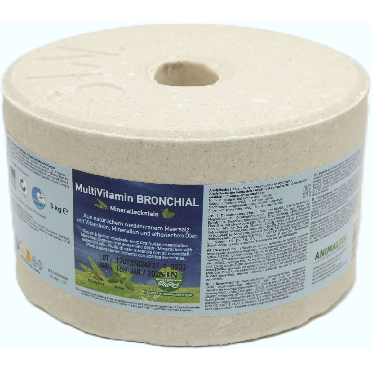 Animalixs Leckstein Multivitamine-Bronchial Weiß