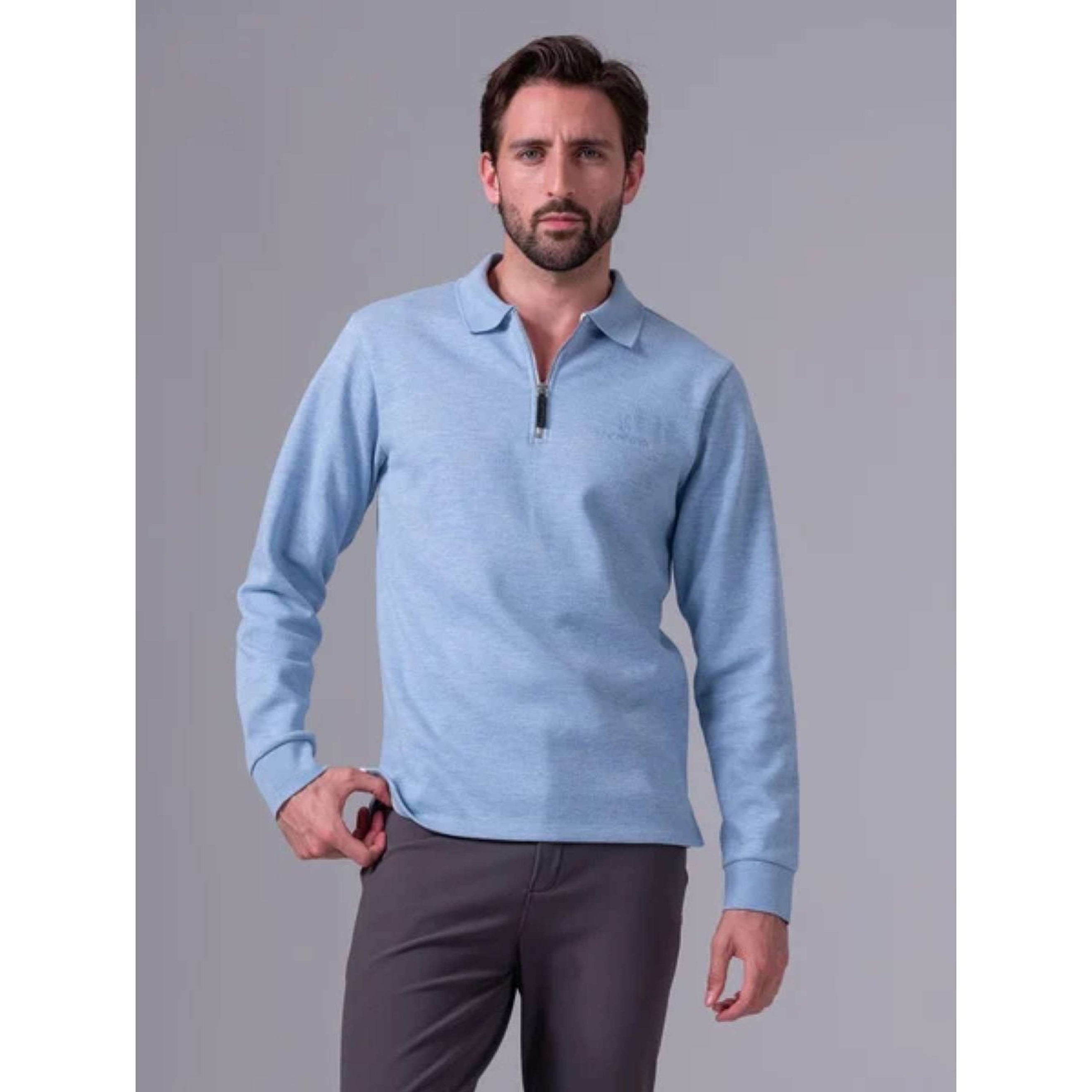 PS of Sweden Poloshirt Oliver Herren Blau-Melange