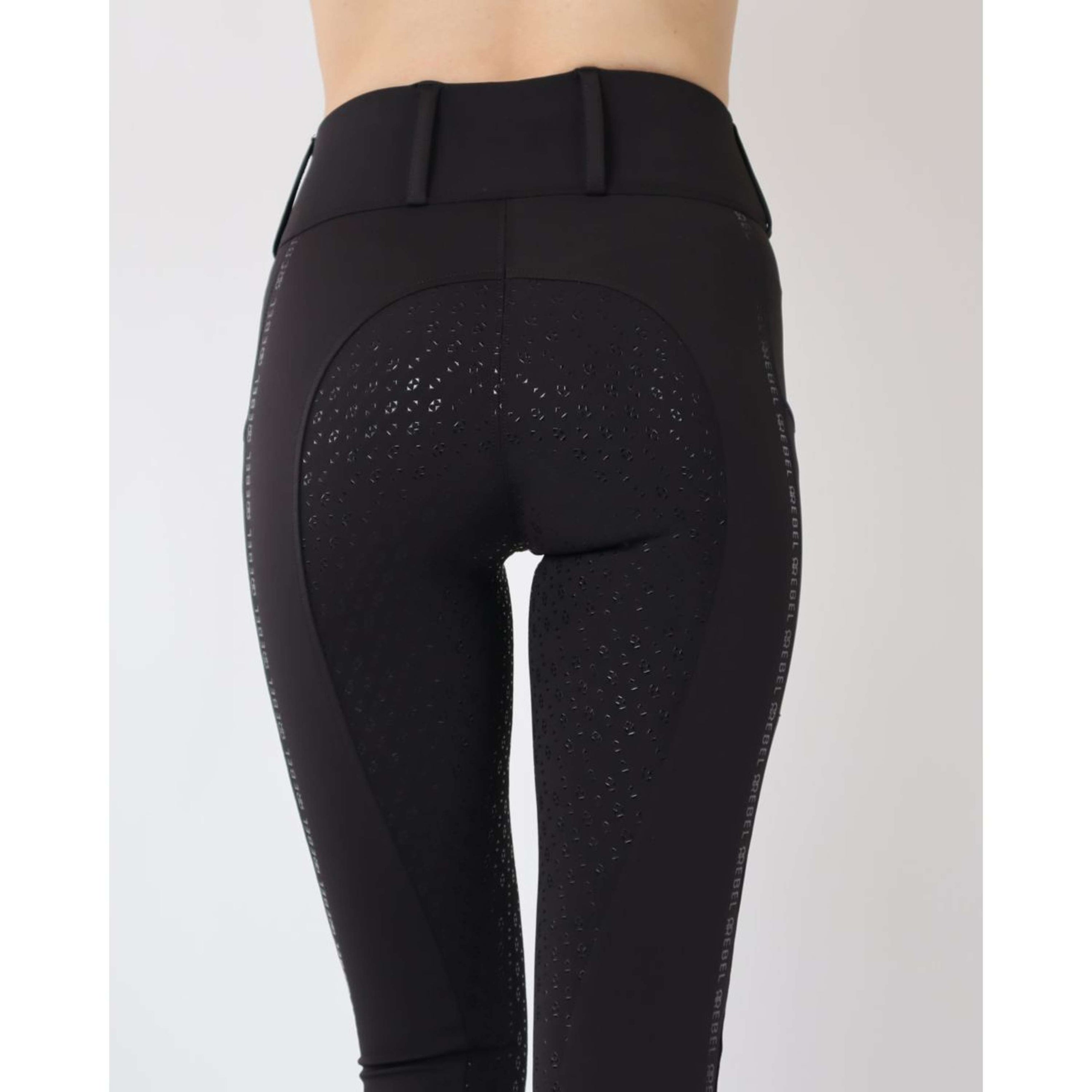 Rebel Pull On Reitleggings Tone in Tone Full Grip Schwarz