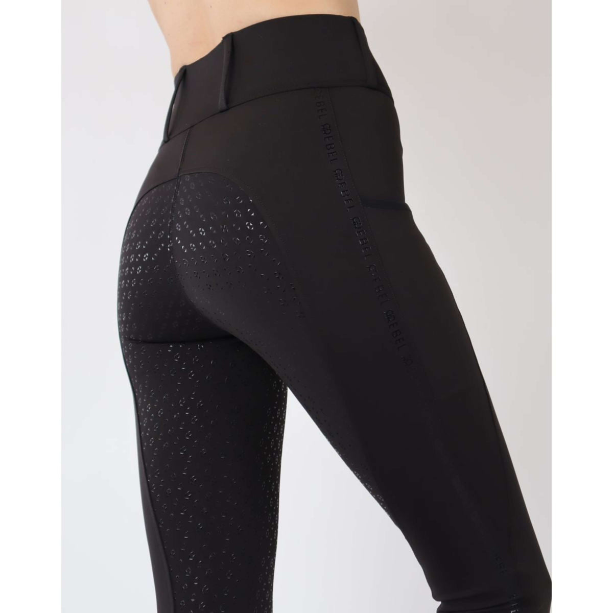 Rebel Pull On Reitleggings Tone in Tone Full Grip Schwarz