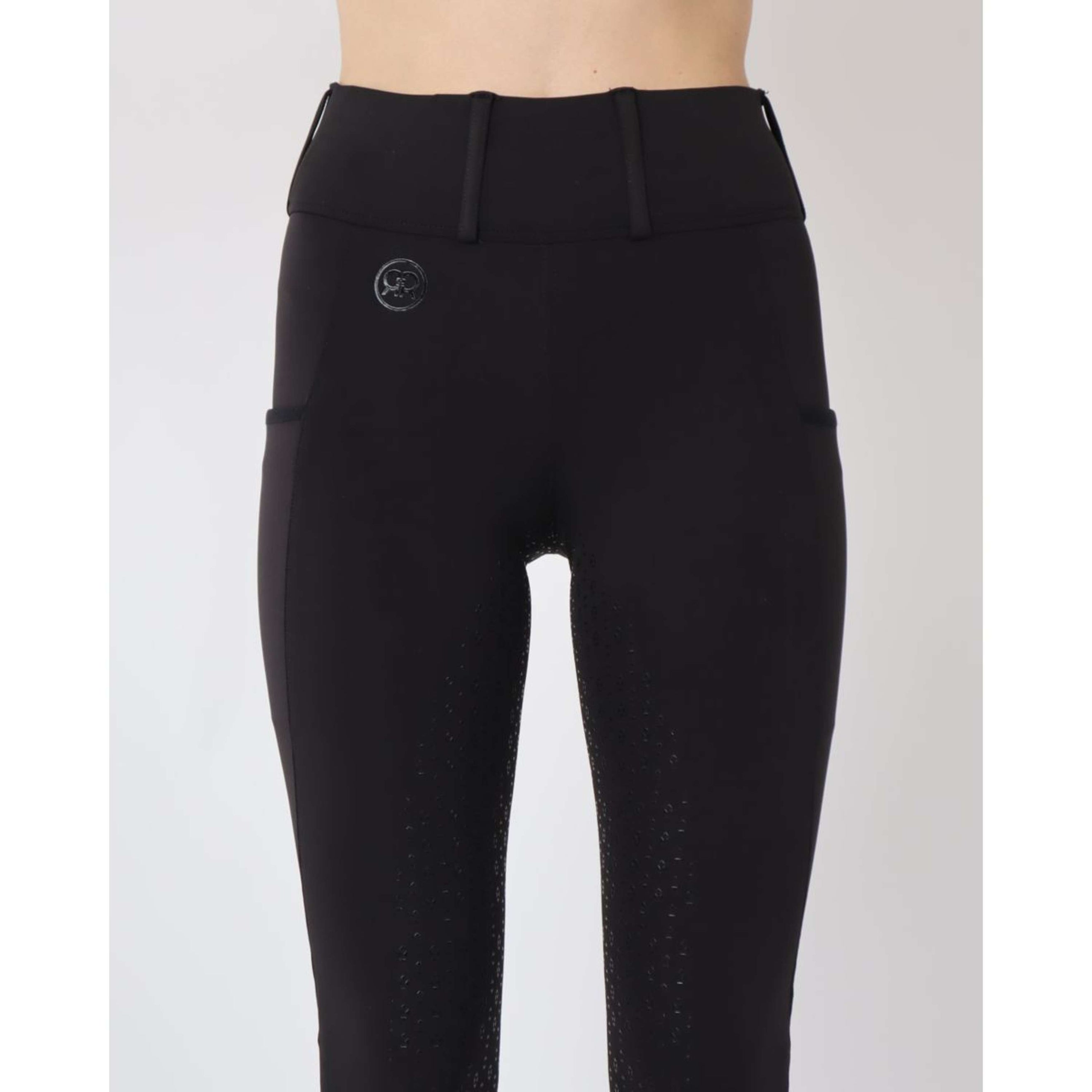 Rebel Pull On Reitleggings Tone in Tone Full Grip Schwarz