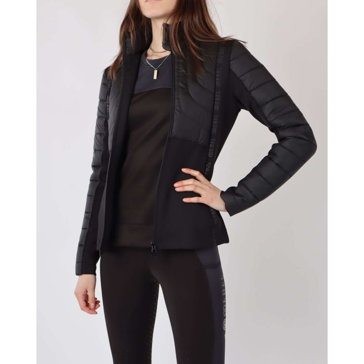 Rebel Jacke Tone in Tone Schwarz