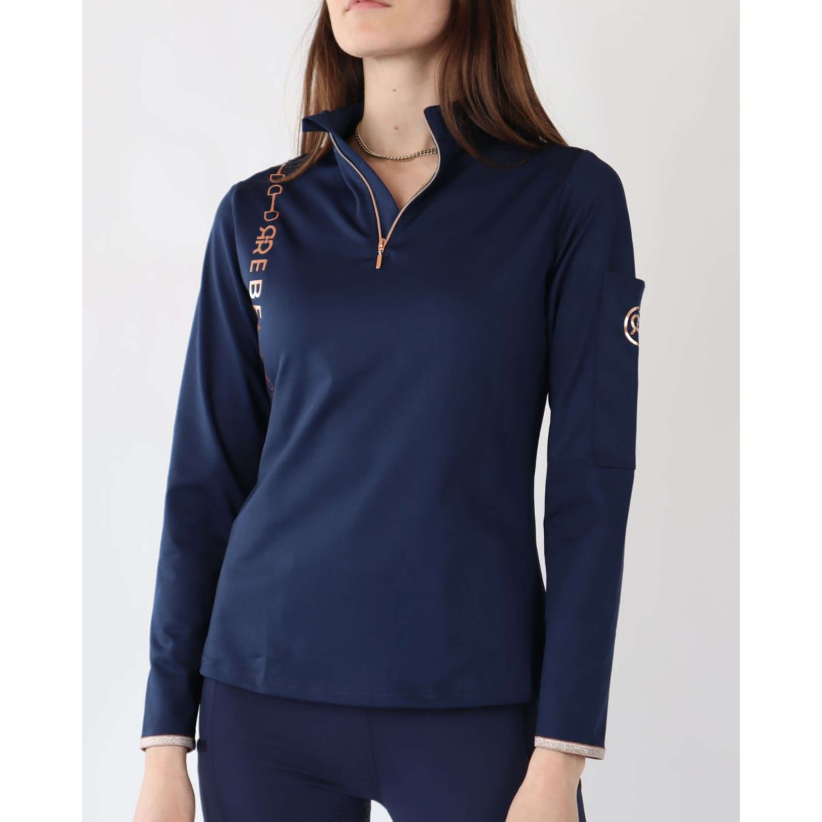 Rebel Shirt Lange Ärmel Bid-Chain Roségoldenes Logo Navy