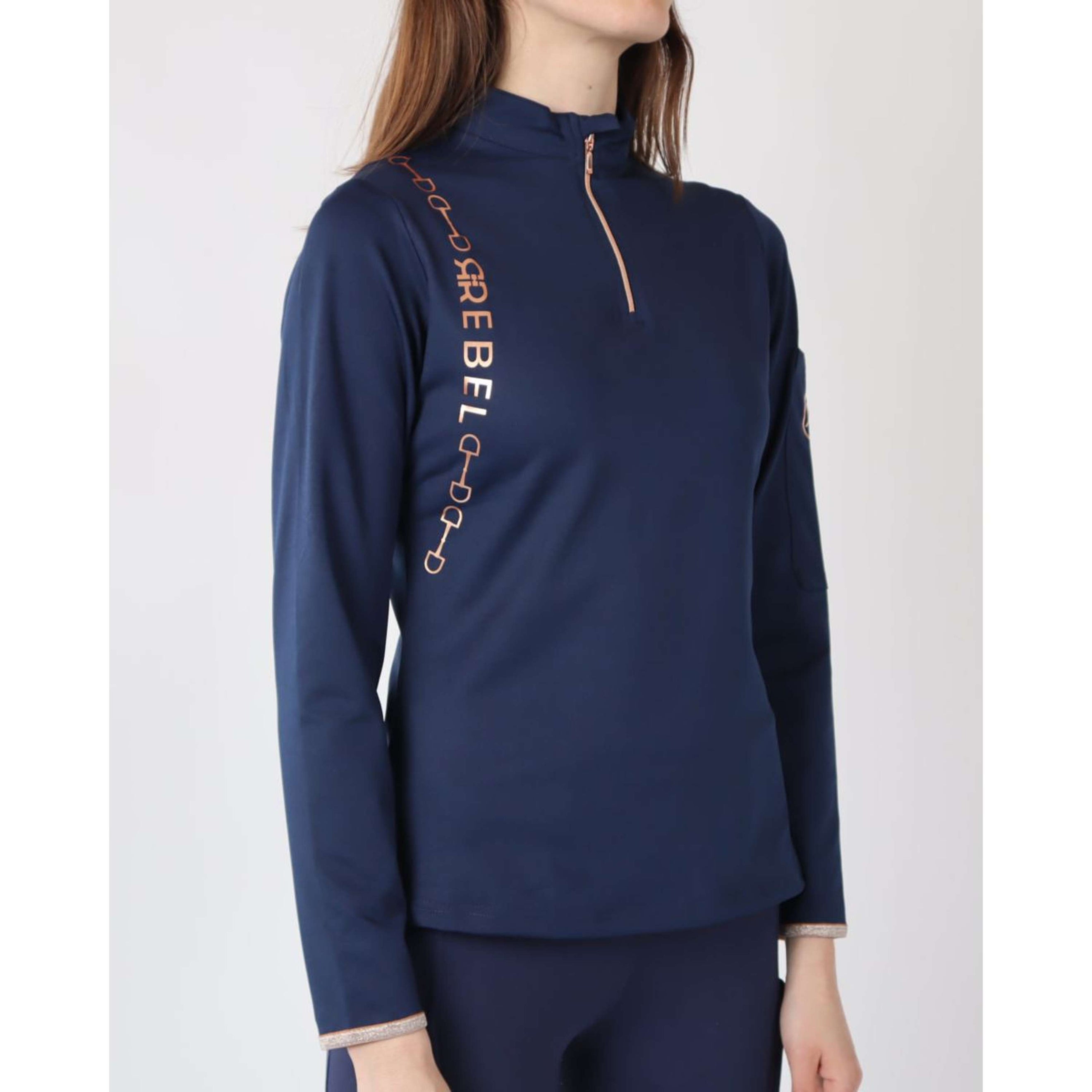 Rebel Shirt Lange Ärmel Bid-Chain Roségoldenes Logo Navy