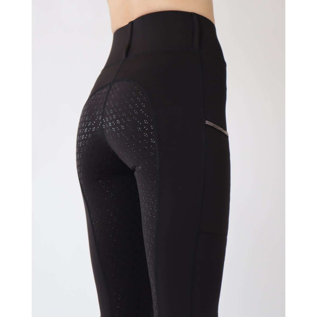 Rebel Pull On Reitleggings Crystal Full Grip Schwarz