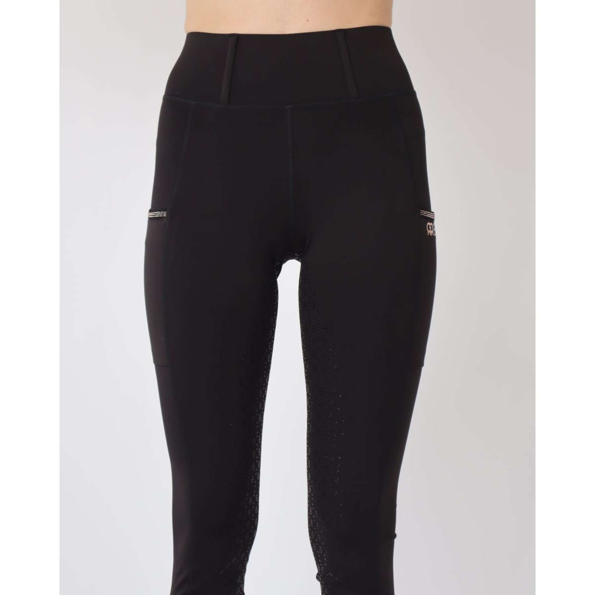 Rebel Pull On Reitleggings Crystal Full Grip Schwarz