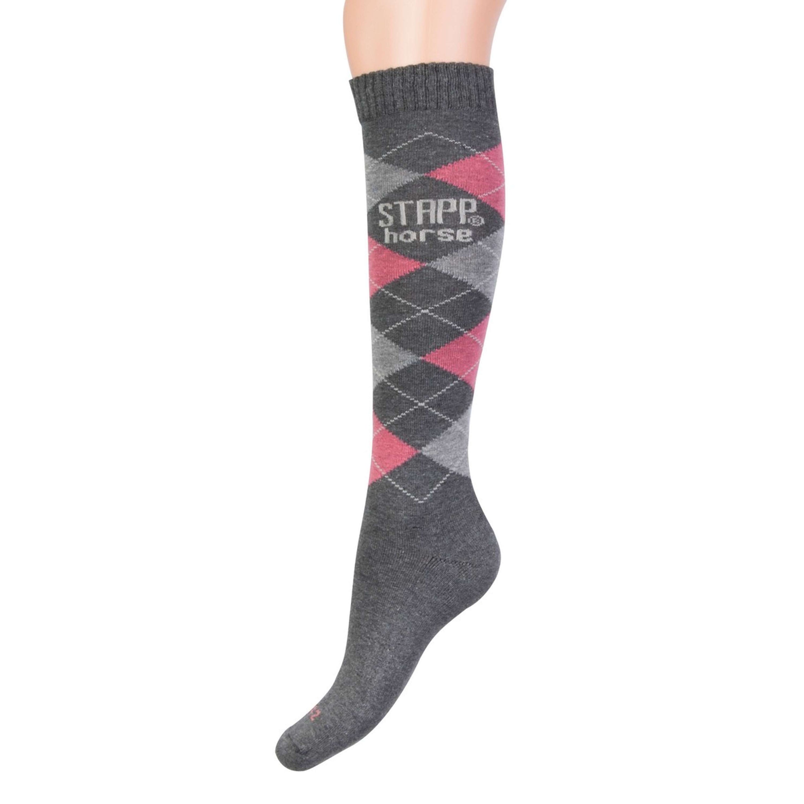 Stapp Horse Reitsocken Checkered Grau/rosa Stapp Horse Reitsocken Checkered Grau/rosa