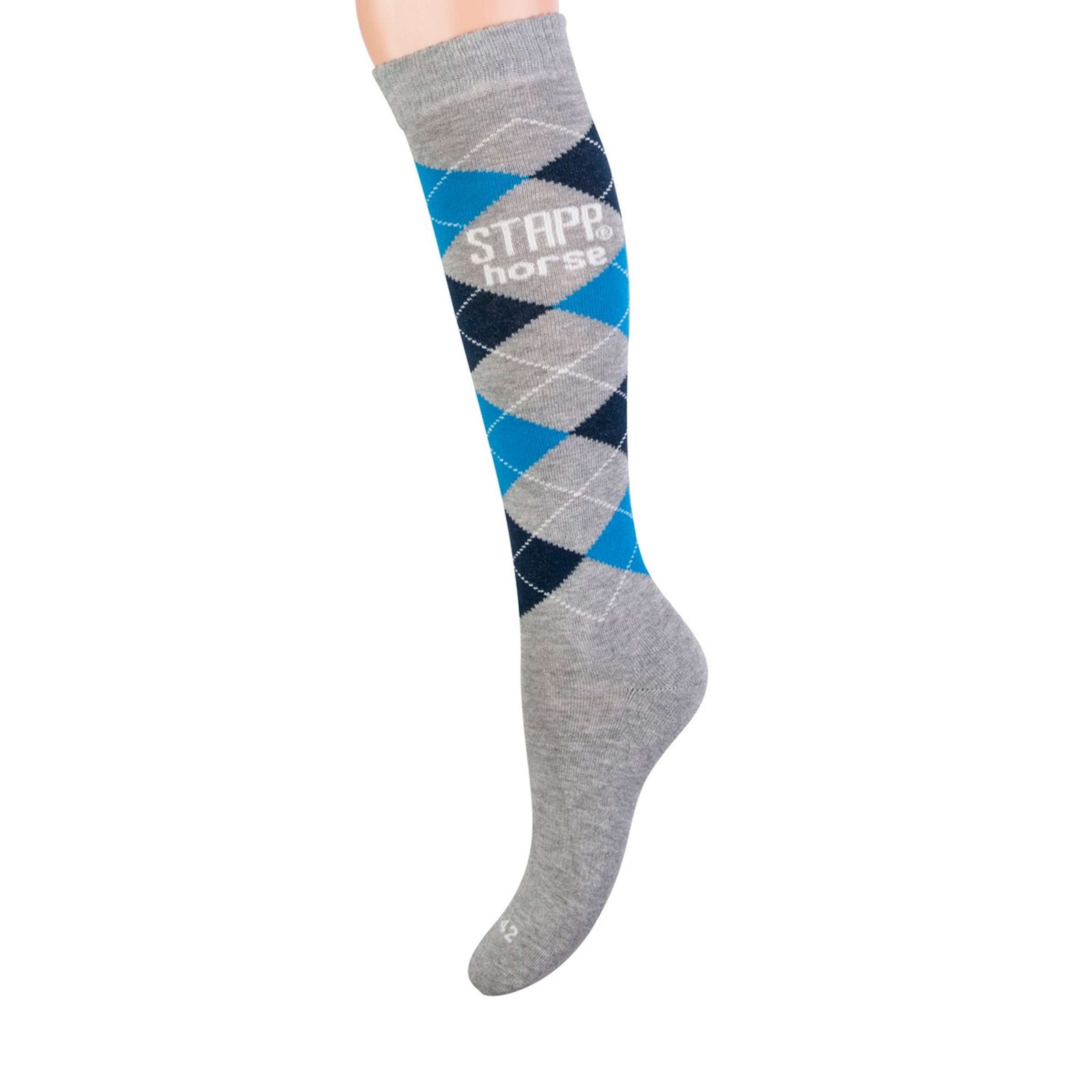 Stapp Horse Reitsocken Checkered Grau/Marine/Blau