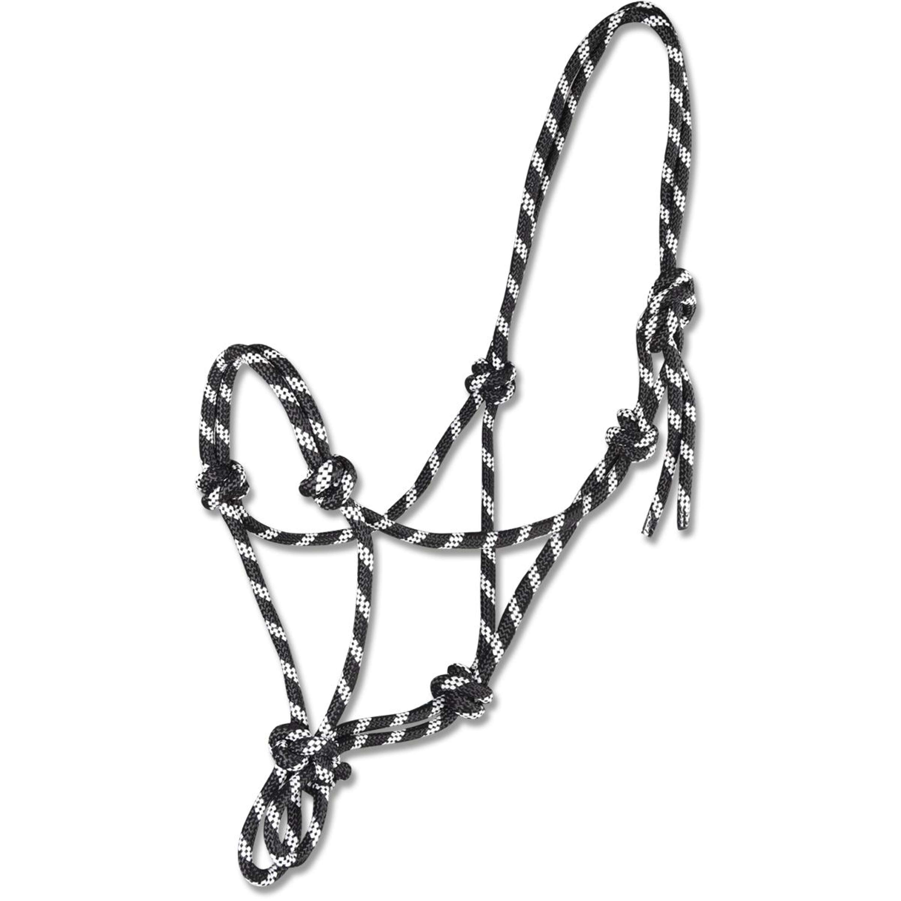 WALDHAUSEN Cavezza Nodosa Per Pony - Colore Nero/Bianco - Robusta E Versatile Per Lavoro A Terra E Passeggiate
