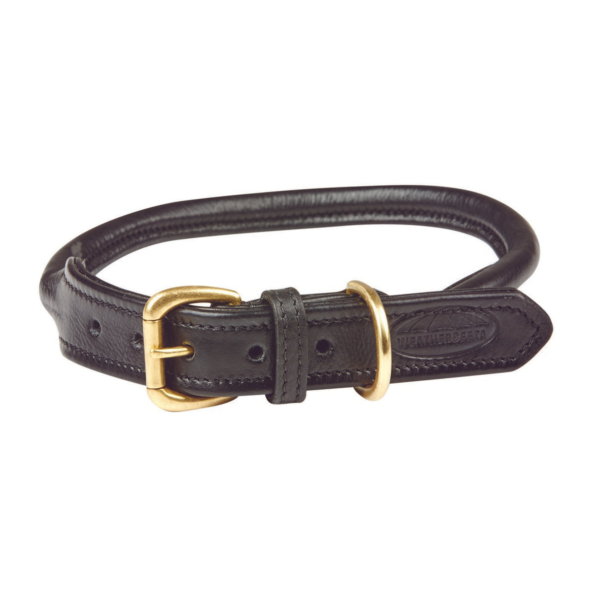 WeatherBeeta Dog Collar Rolled Leather Schwarz