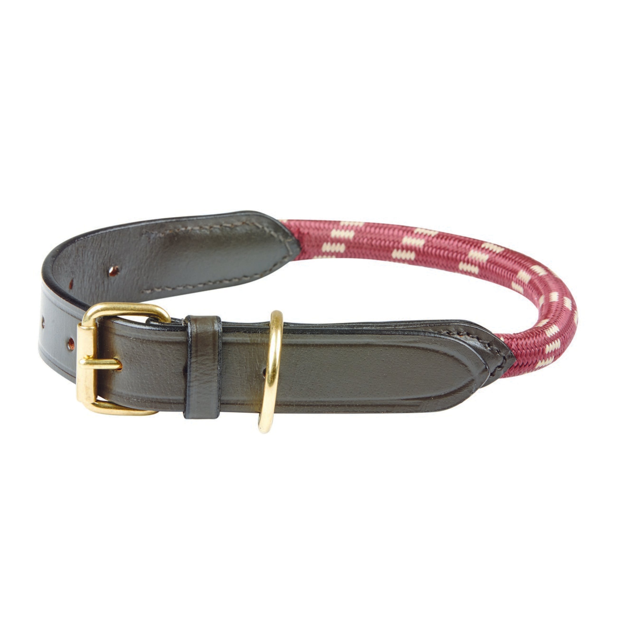 WeatherBeeta Dog Collar Rope Leather Burgundy/Brown