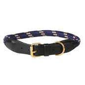 Weatherbeeta Dog Collar Rope Leather Navy/Brown
