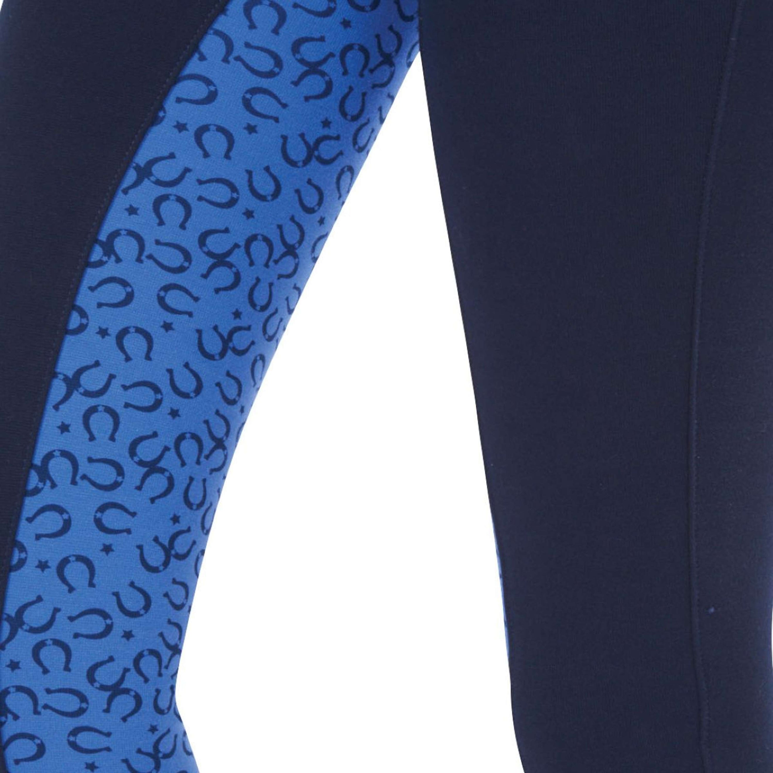 Saxon Reithose Euro Seat II Kids Navy/Blau Horseshoe Print