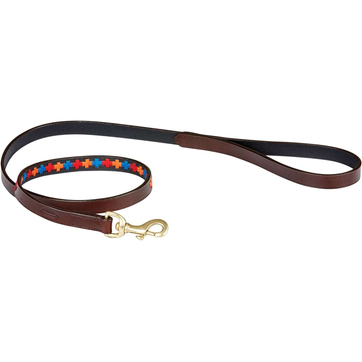 Weatherbeeta Hundeleine Polo Leder Beaufort Brown/Rot/Orange/Blau