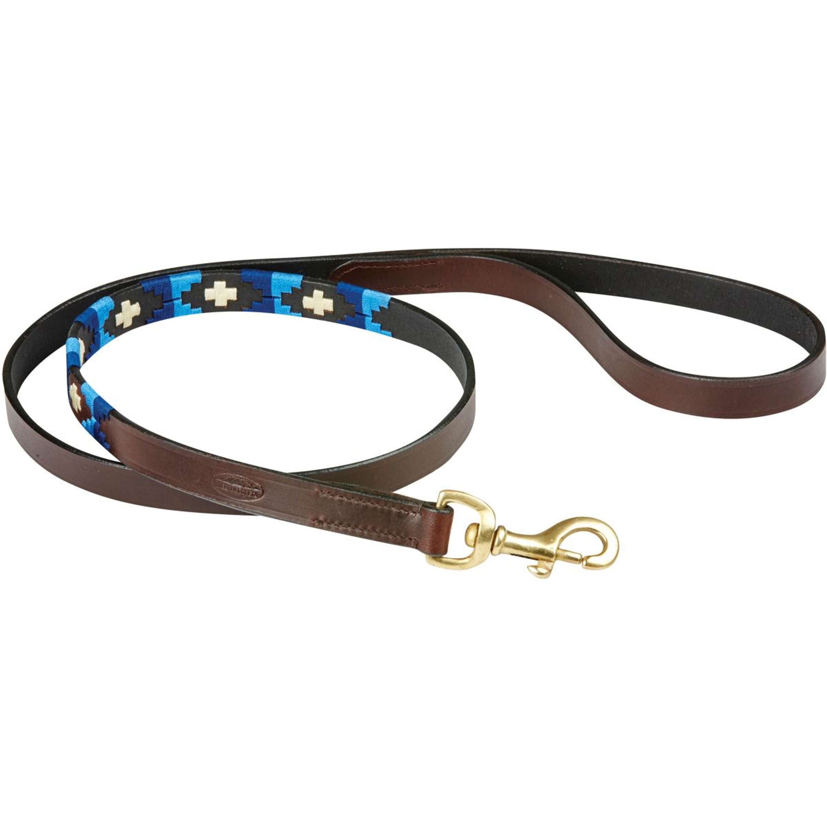 WeatherBeeta Hundeleine Polo Leder Cowdray Brown/Blau/Blau
