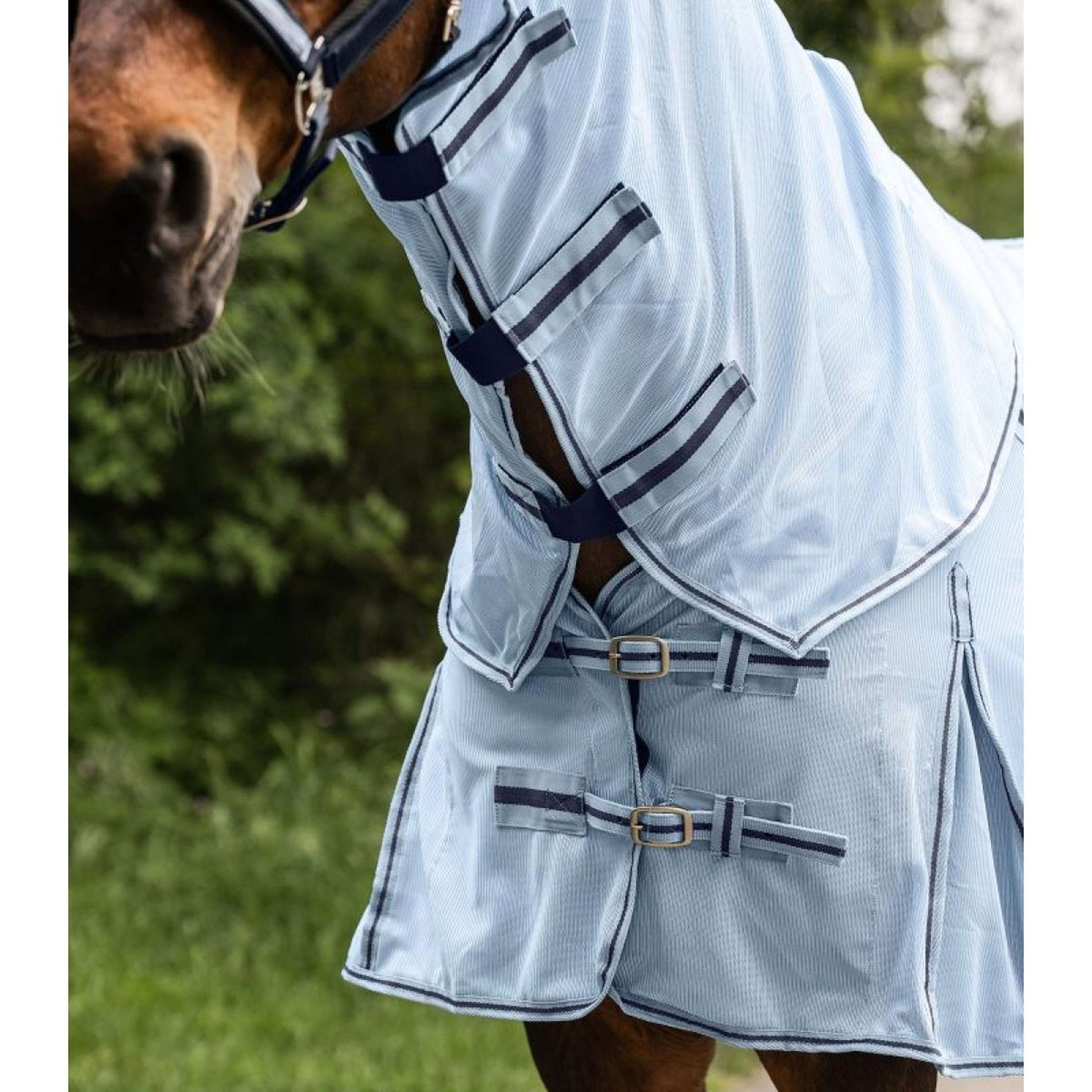 Waldhausen Fliegendecke Protect mit Losem Hals Hellblau/Nachtblau Waldhausen Fliegendecke Protect mit Losem Hals Hellblau/Nachtblau