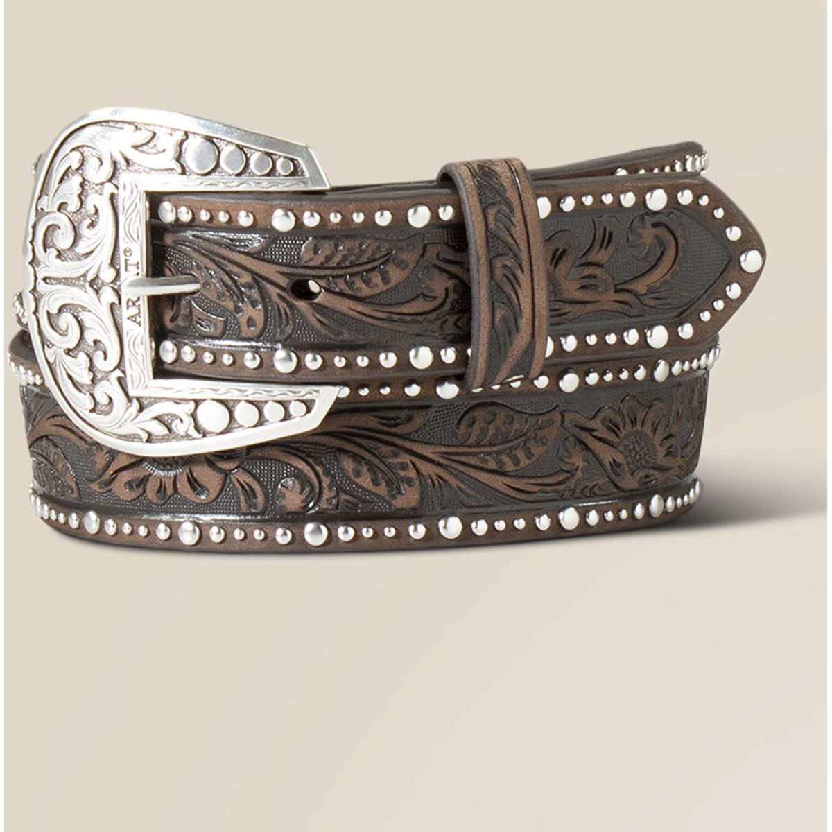 Ariat Gürtel Studded Tooled Embossed Braun