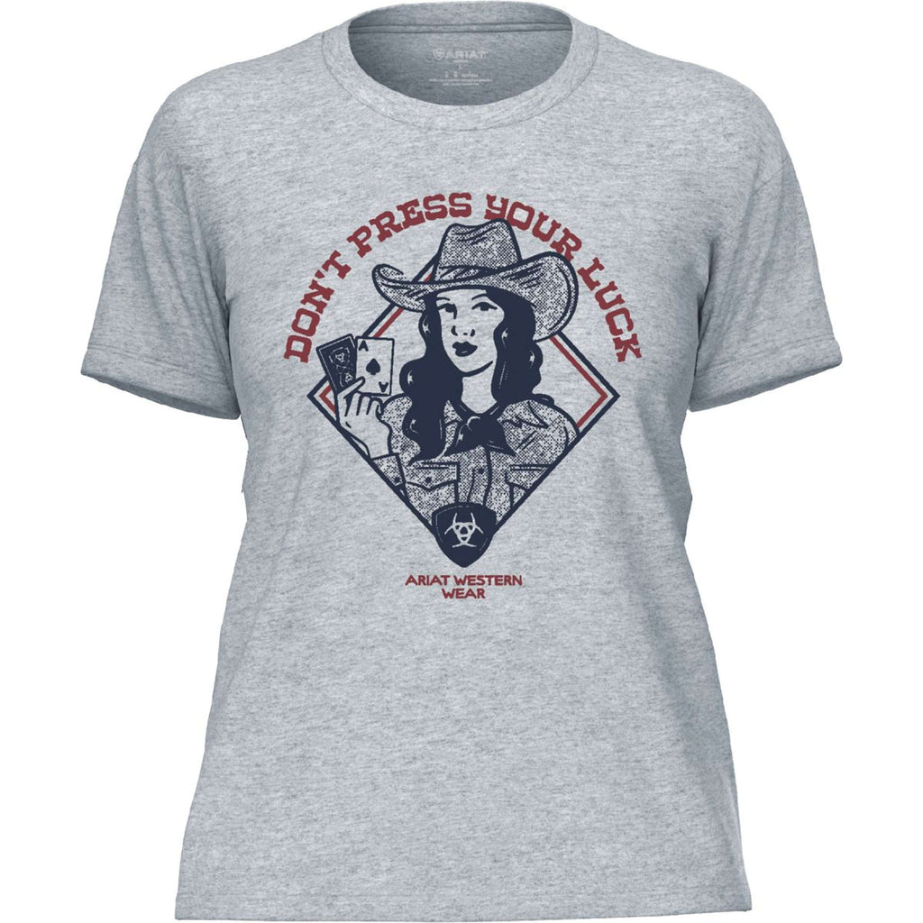 Ariat T-Shirt Don't Press Your Luck Damen Ice Blue