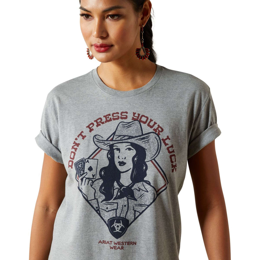 Ariat T-Shirt Don't Press Your Luck Damen Ice Blue