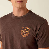 Ariat T-Shirt Strip Patriotic Badge Tee Herren Brown Heather