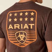 Ariat T-Shirt Strip Patriotic Badge Tee Herren Brown Heather