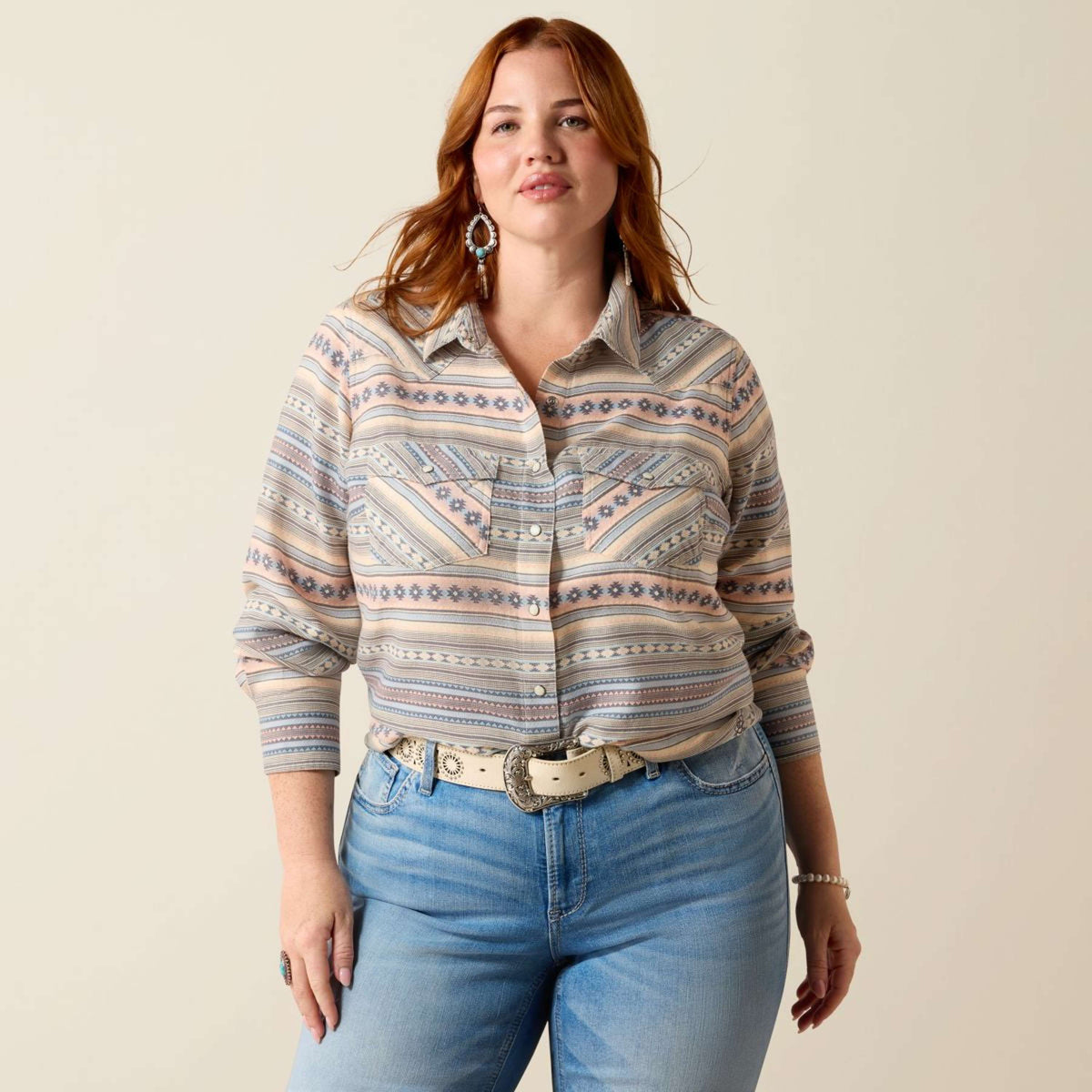 Ariat Bluse Arizona Western Damen Ombre Blue Southwest