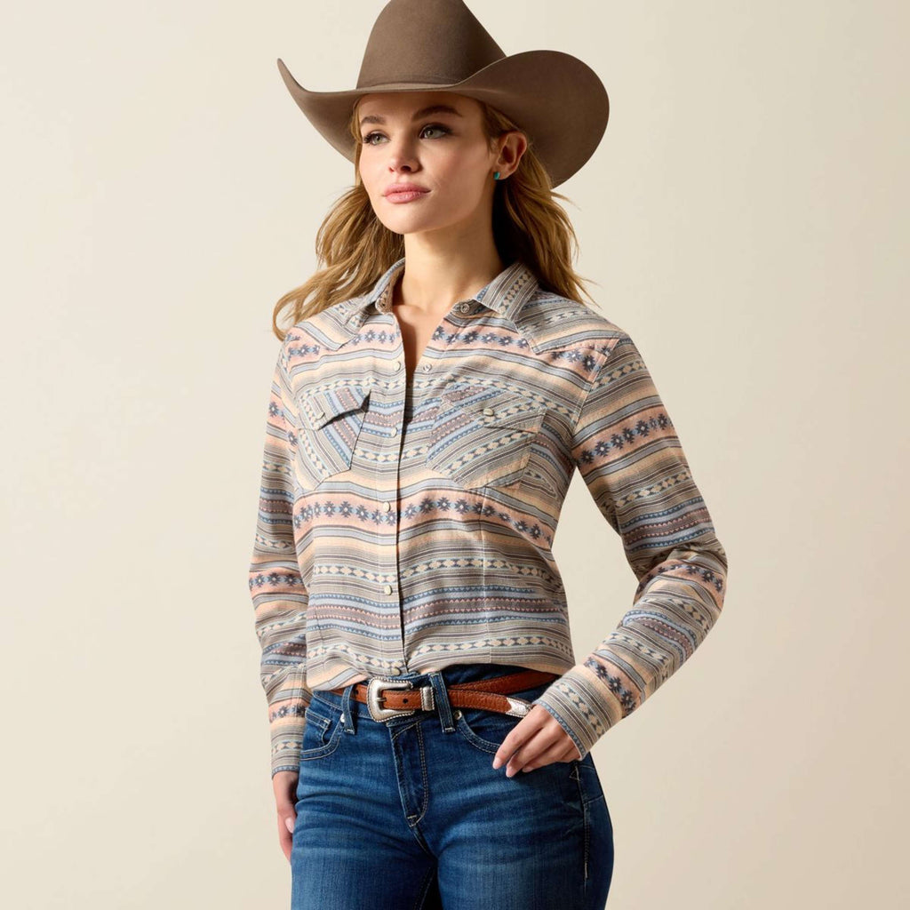 Ariat Bluse Arizona Western Damen Ombre Blue Southwest