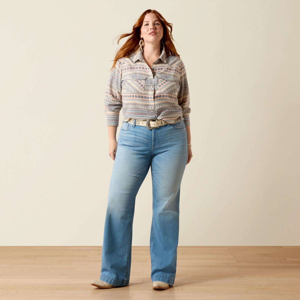 Ariat Bluse Arizona Western Damen Ombre Blue Southwest