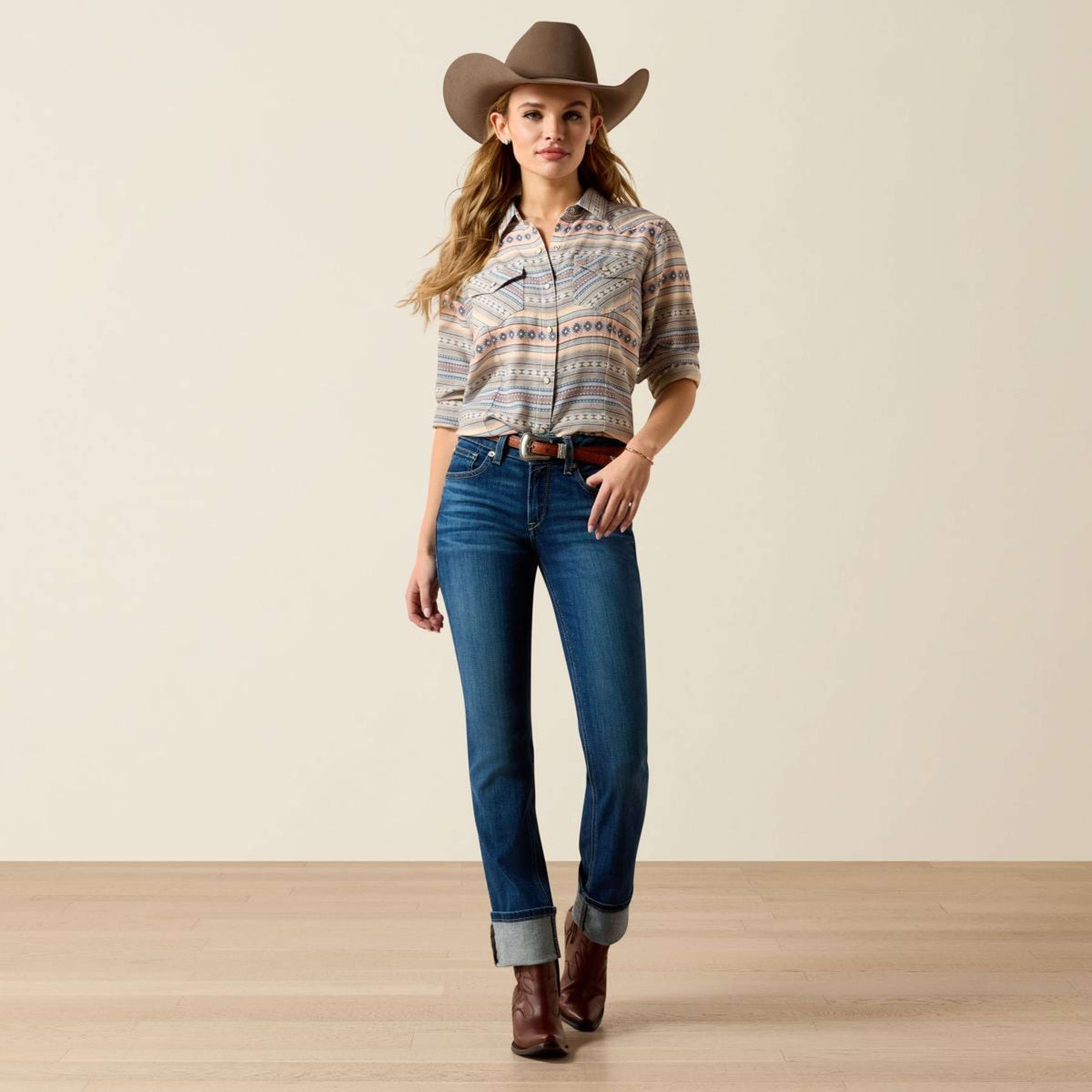 Ariat Bluse Arizona Western Damen Ombre Blue Southwest