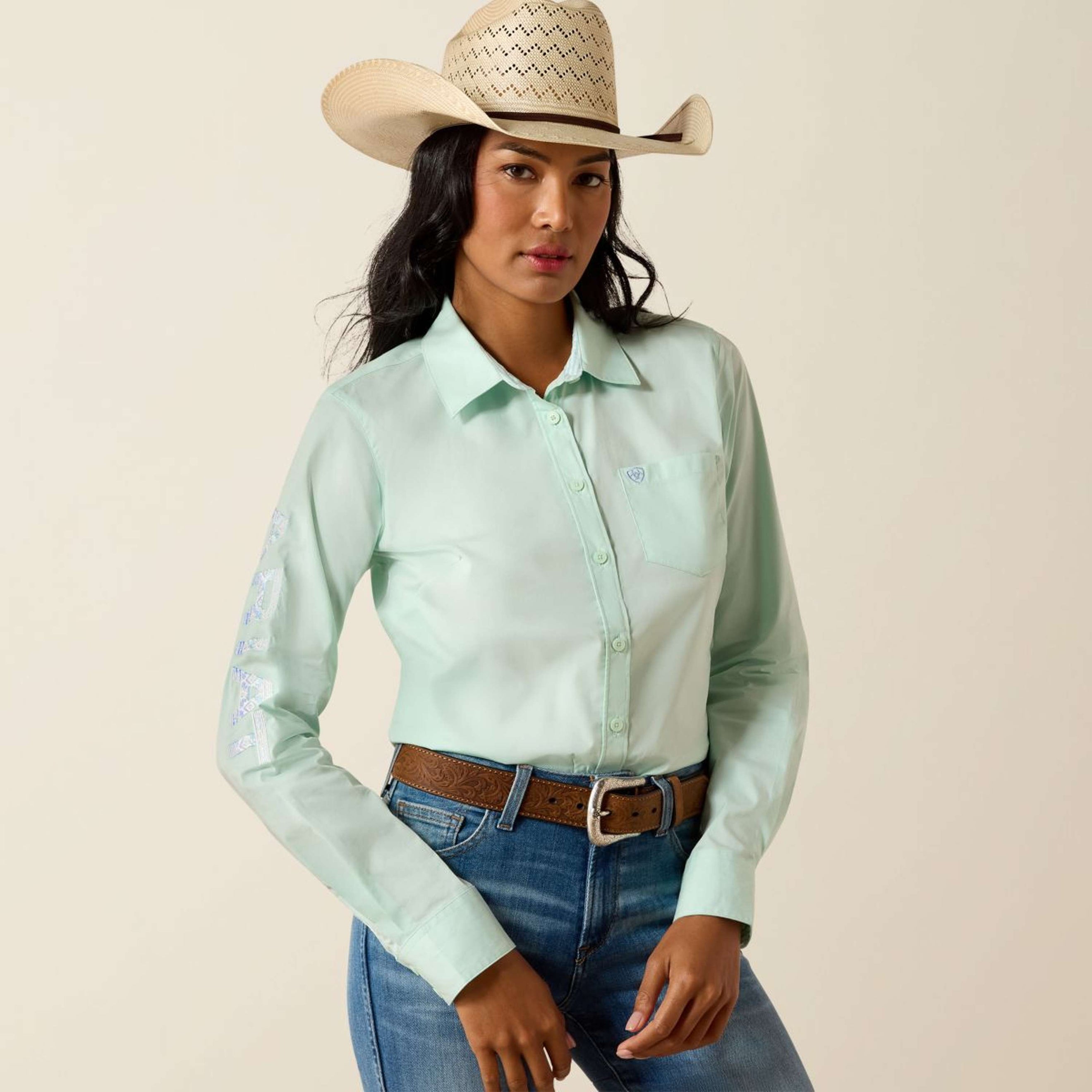 Ariat Shirt Team Kirby Lange Ärmel Dusty Aqua