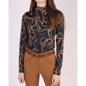 Montar Poloshirt Haily Bridle Print Lange Mouwen Schwarz