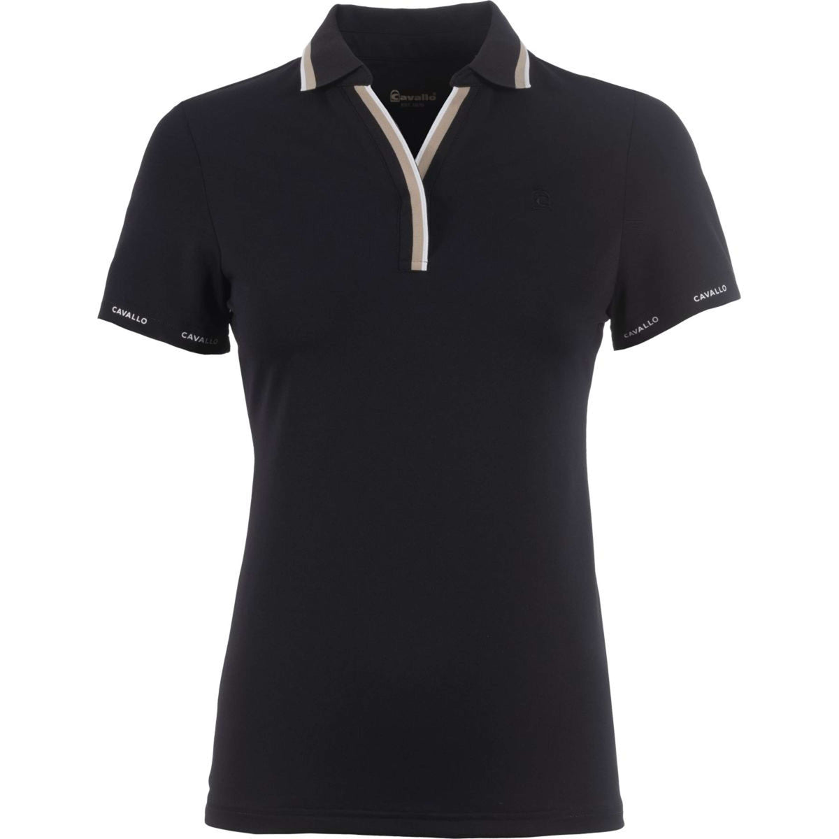 Cavallo Poloshirt Caval Pique V-Neck Schwarz