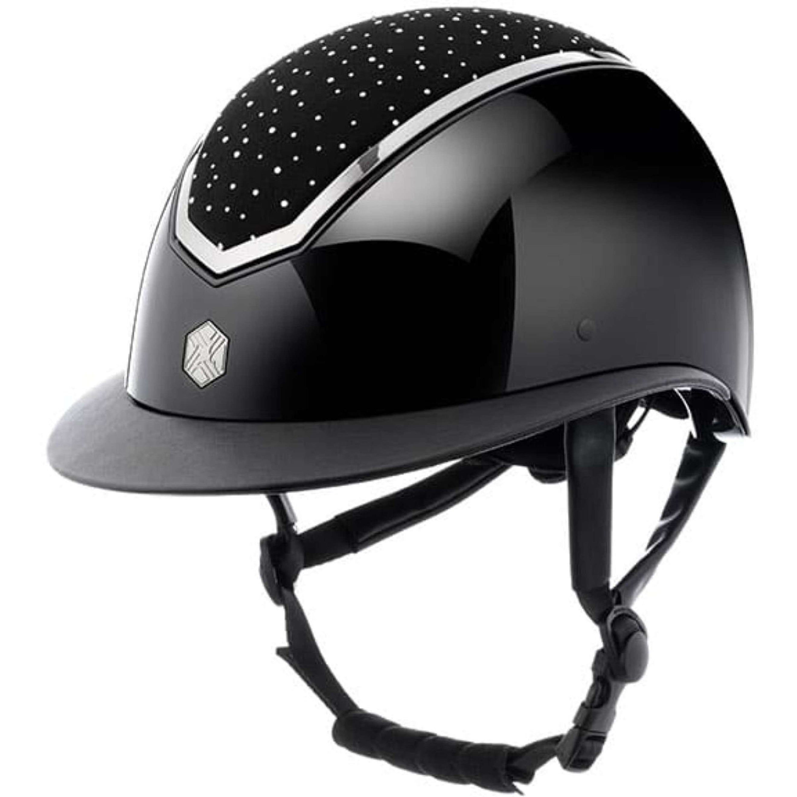 Charles Owen Reithelm Kylo Crystal Wide Peak Black Gloss/Chrome Charles Owen Reithelm Kylo Crystal Wide Peak Black Gloss/Chrome