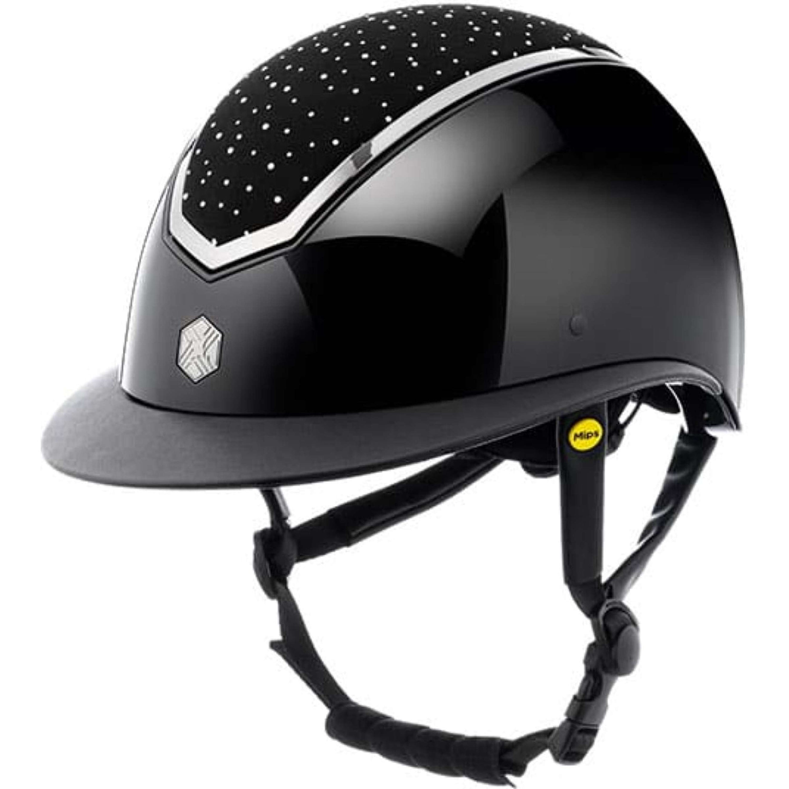 Charles Owen Reithelm Kylo Crystal Wide Peak MIPS Black Gloss/Chrome Charles Owen Reithelm Kylo Crystal Wide Peak MIPS Black Gloss/Chrome