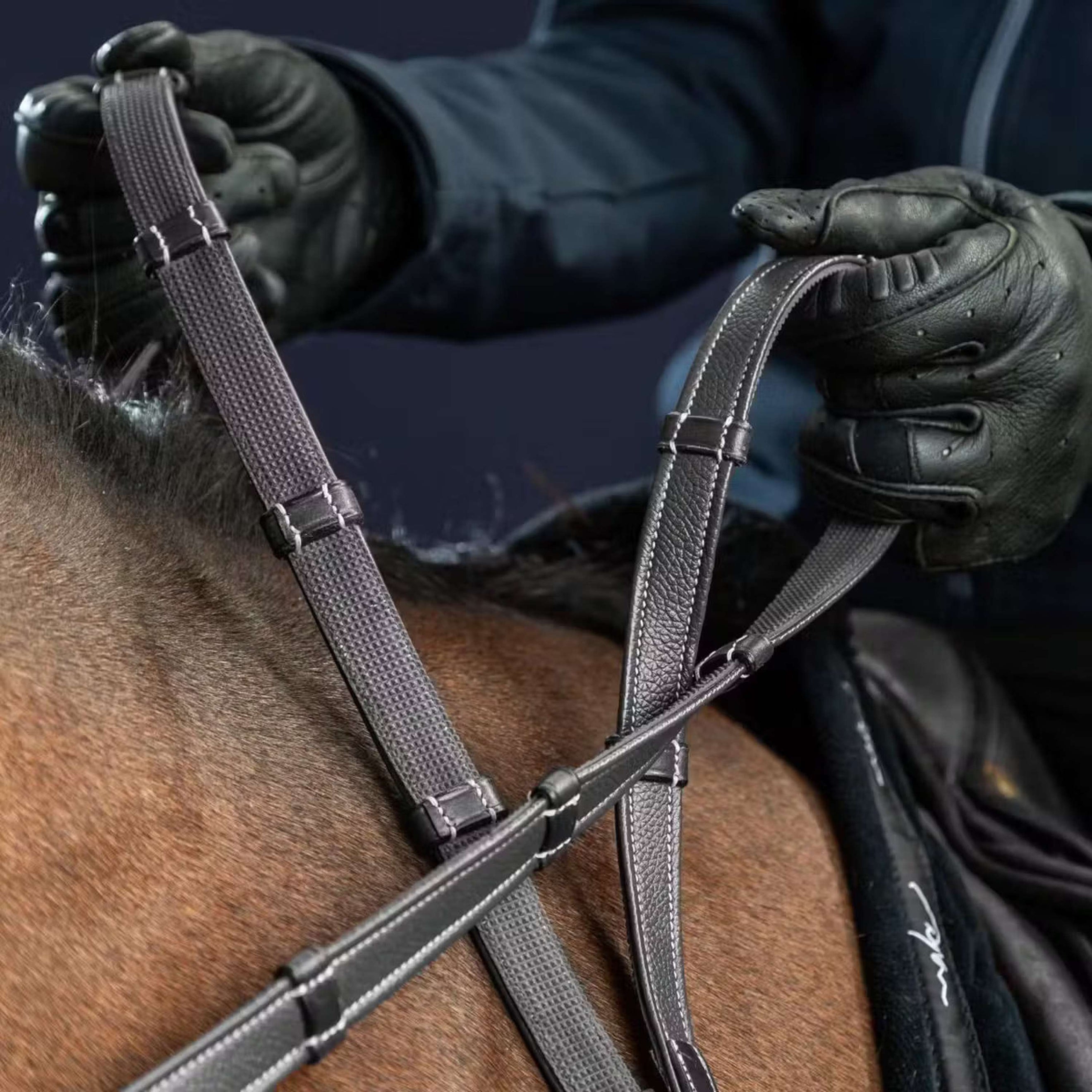 Dyon Zügel Hunter 5/8 mit Leder Stops Schwarz