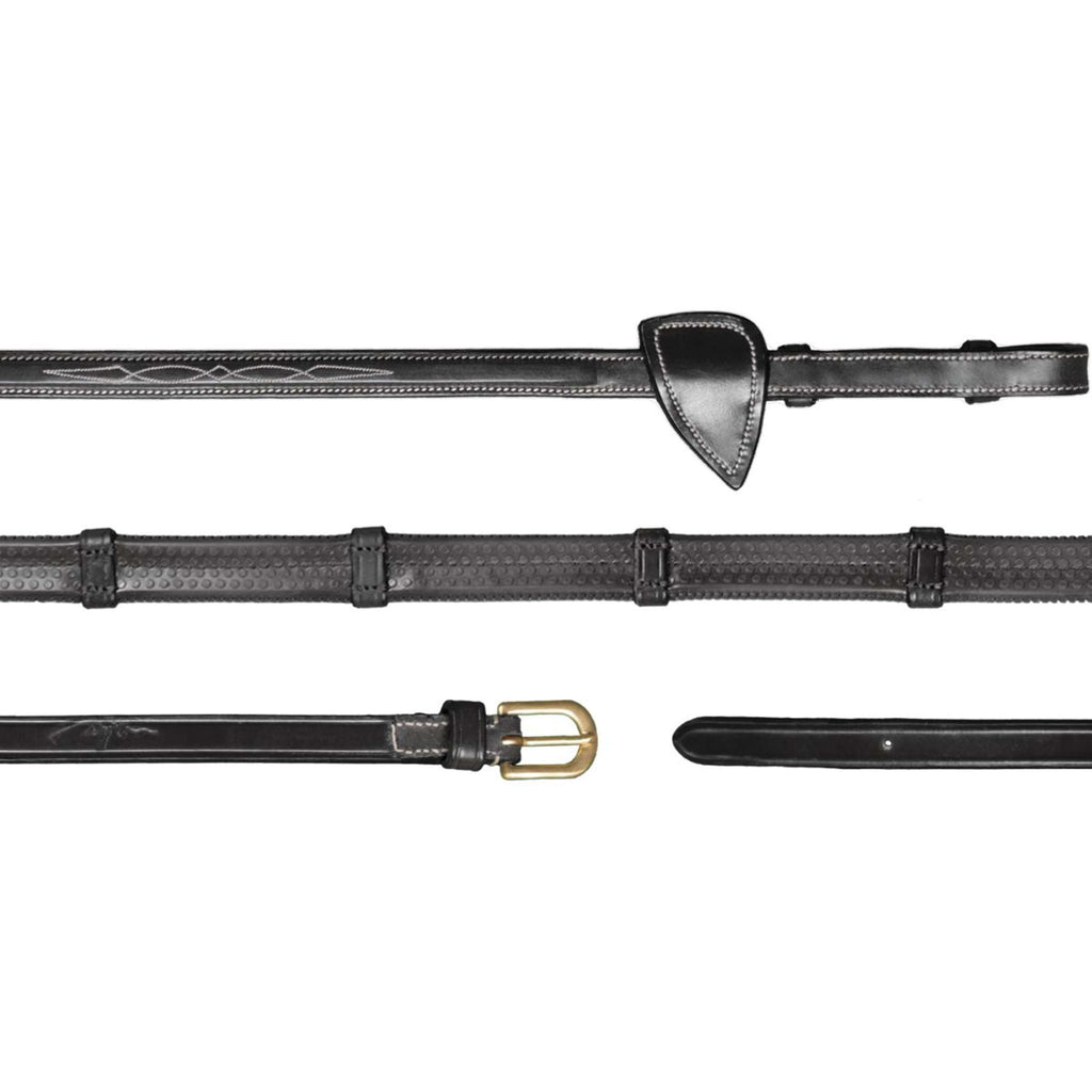 Dyon Zügel Rubber 1/2 mit Leder Stops Schwarz