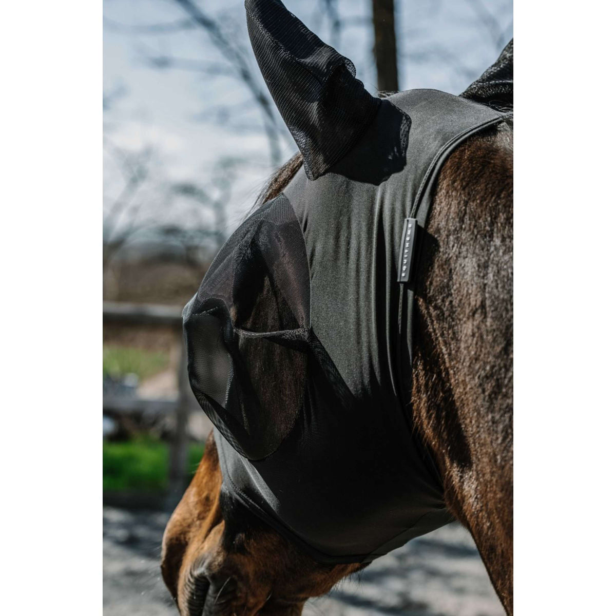 EQUITHÈME Fliegenmaske Lycra mit UV-Schutz Schwarz