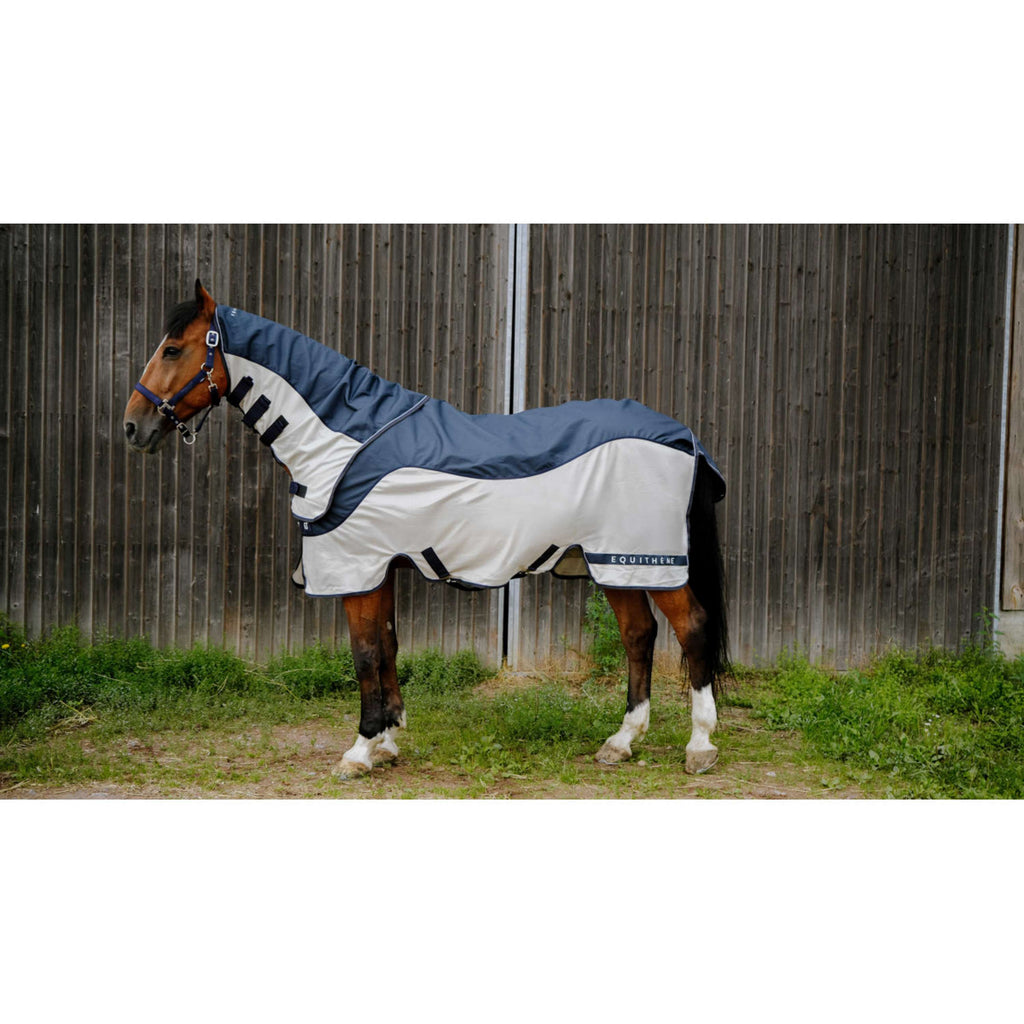 EQUITHÈME Fliegendecke TYREX Combofly 600D mit Halsteil Navy Blue/Grey