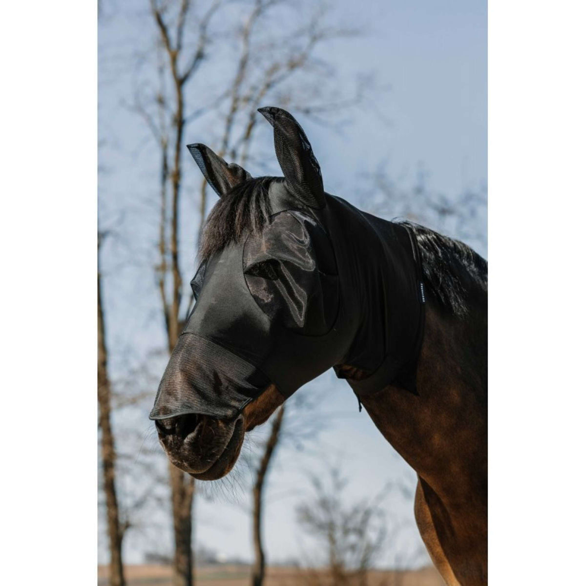 EQUITHÈME Fliegenmaske Hood mit UV-Schutz Schwarz
