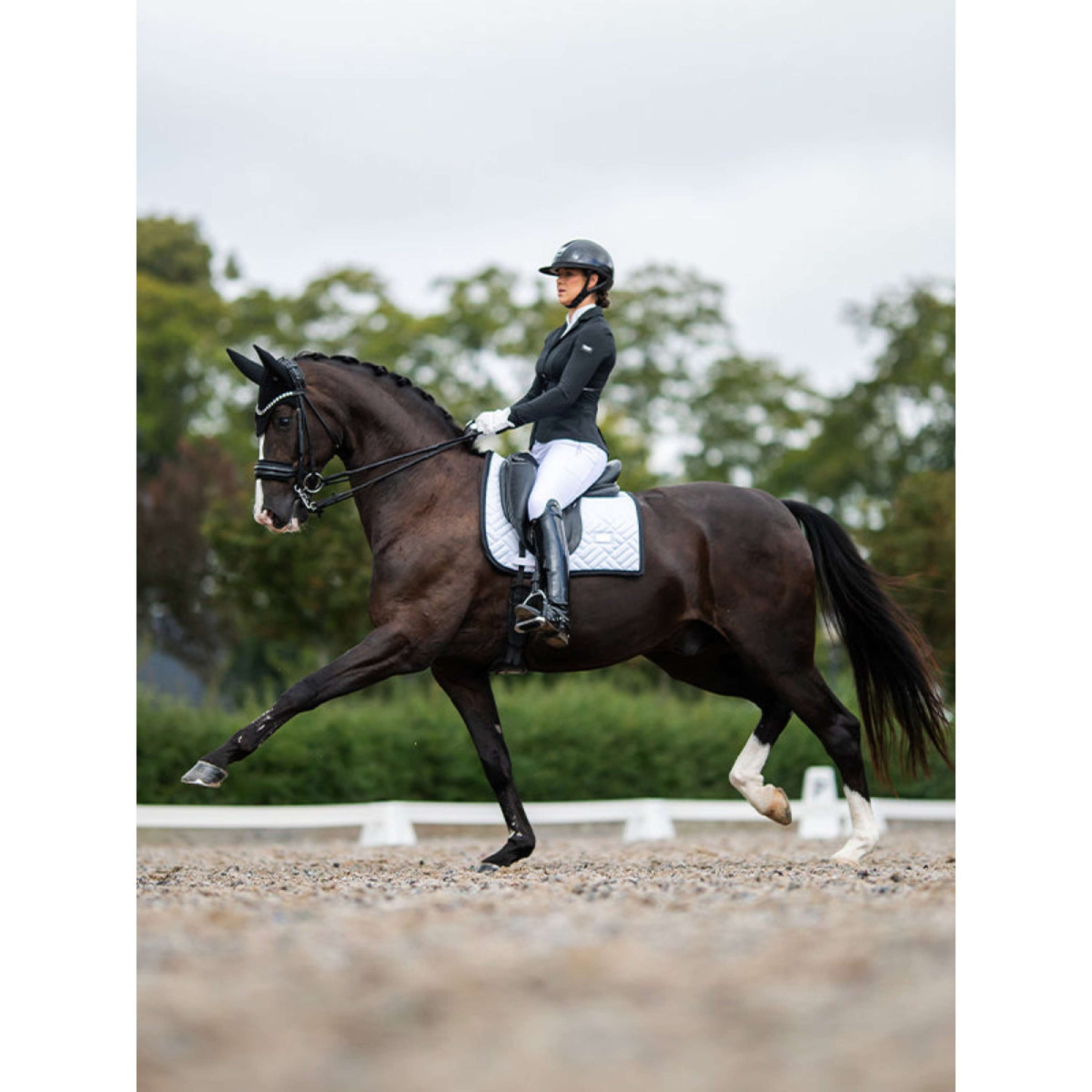 Equestrian Stockholm Schabracke Modern Dressur Weiß/Schwarz Equestrian Stockholm Schabracke Modern Dressur Weiß/Schwarz