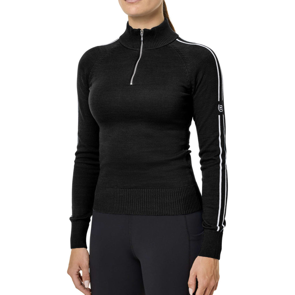 Equestrian Stockholm Knitted Zip Top Schwarz